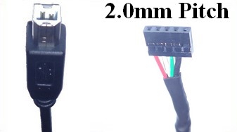 USB B to 5 pin header (2mm pitch)