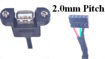 USB panel mount female socket  to 5 pin header (2mm)