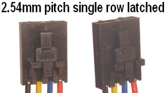 2.54mm pitch single row latched connector cables:  Various sizes