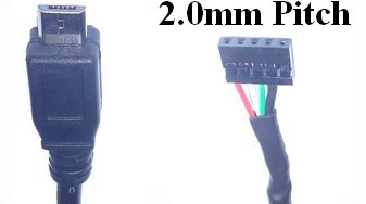 USB micro B connector to 2mm pitch pin header cable