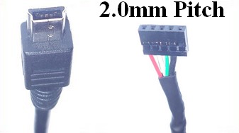 USB mini B to 5 pin header (2mm pitch)
