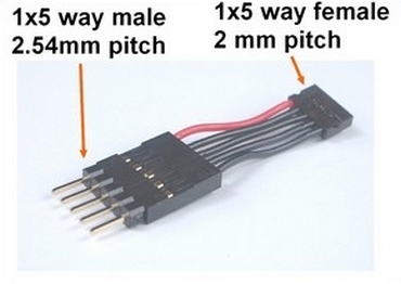 5 pin (1x5) 2mm to 2.54mm pitch pin header adaptor
