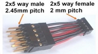 10 pin (2x5) 2mm to 2.54mm pitch pin header adaptor