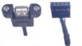 USB panel mount female socket  to 5 pin header (2.54mm)
