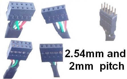 USB 2.0 pin header to pin header cables.  2.54mm and 2mm pitch range
