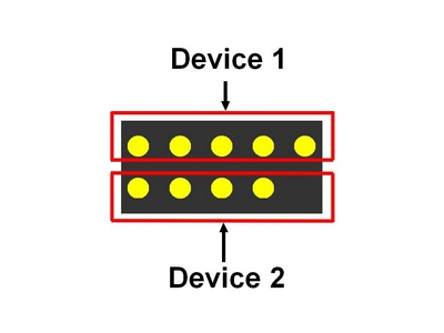 Two device USB pin header